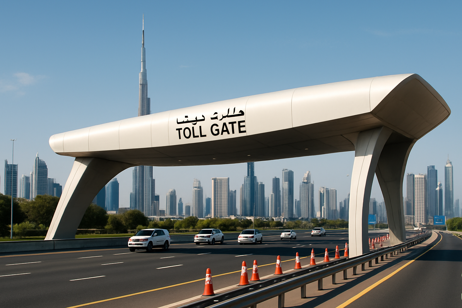 Modern toll gate in Dubai